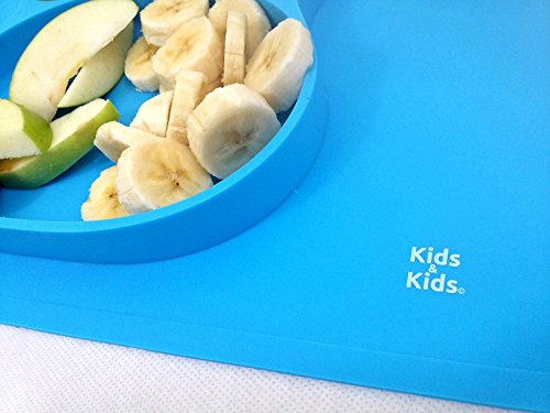 Kids&Kids Silikon Kinderteller 38cm x 25cm, Babyteller, Tischunterlage, Babyschale, Platzmatte, rutschfest - 4