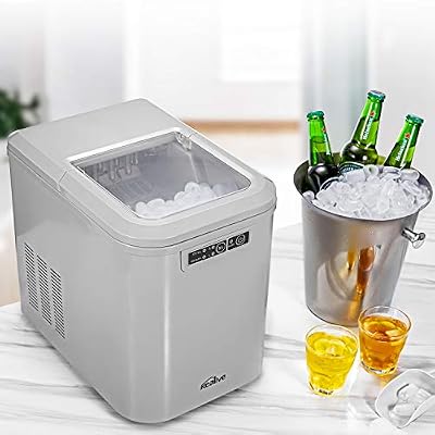 Kealive Machine à Glaçons, Machine à Glace Professionnel 500W avec Quick Ice tech, Faire de la Glace en seulement 6-10 Minutes, Réservoir d'eau 2,2 Litres, 12KG de glace par jour, Indicateurs LED, de Kealive