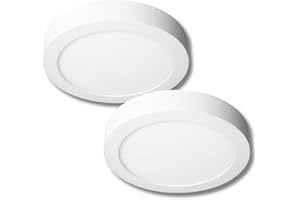 ‎JANDEI JANDEI - Paket 2 LED Downlights 18W Rundes weißes Anbaulicht (140W äquivalent), Aluminium, Mattweißer Ring (Kaltweiß 6000K)