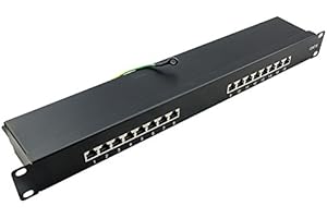 BIGtec 16 Port CAT6 Patch Panel Distribution Panel 10 Gigabit LSA Technology RJ45 8P8C RAL9005 Black 19 Inch 19 Inch