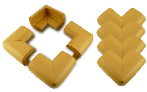 8 x AKORD® BABY SAFETY CORNER PROTECTORS FOR DESK TABLE FURNITURE - SAFE FOR CHILD/KIDS (Light Brown)