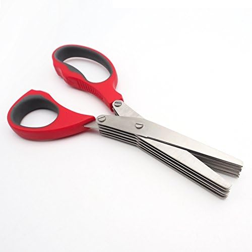 Multipurpose Kitchen &amp; Garden Herbs Shear with 5 Blades and Cover with Cleaning Comb, an Ergonomic Design and Soft Grip Rubber Handles