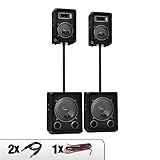 2x PA-Subwoofer 800W max Auna 2-Etagen Doppel aktiv/passiv PA-Set • 2200 Watt Leistung • 2X Auna PW1012 und 2X Auna PW0822 • inkl. Stative • schwarz