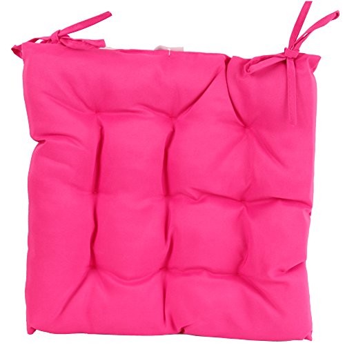 Sitzkissen 40×40 cm Stuhlkissen Auflage mit Bändern in Pink Indoor & Outdoor - 2