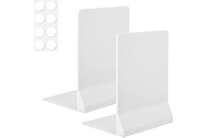 FRETONBA Podpórki na książki składane, 2 sztuki, podpórka na książki z antypoślizgową podkładką, uchwyt na książki do domu, szkoły, biura, tworzywo sztuczne, białe