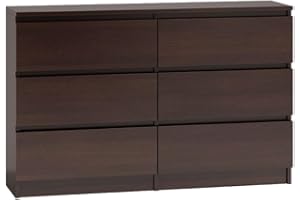 WHATSIZE ENTERPRISE – Moderna – Large Chest of Drawers – Contemporary 6 Drawer Tall Dresser & Bedside Drawers - Office, Lounge & Bedroom Furniture Storage Cabinet, Wenge