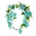 Produktbild 7Lucky Gefälschte Blume, Blume Rebe Hochzeit Blume 1 PC künstliches Kirschblüten-Rattan Grüne Blattrebe Girlande Wohnkultur Fensterbrett Balkon Gartendekoration (Blau)