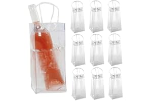 NOAFUNZO Lot de 10 sacs isothermes transparents en PVC pour bouteille de vin, refroidisseur de bière, champagne avec poignée pour fête en plein air