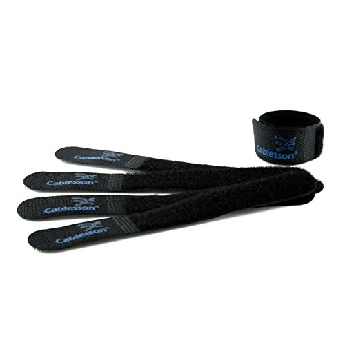 Cablesson wiederverwendbare abnehmbare Klettverschluss Nylon Kabelbinder – Paket mit 20 schwarz – Macht Ordnung in Ihrem Kabelsalat - 4