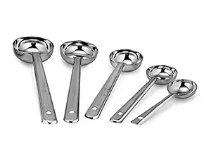 ECOPAL-STAINLESSSTEEL Silver Spatula for Cooking - Kitchen Utensils Serving and Cooking Set - BASTING LADDLE Set - Pack of 5