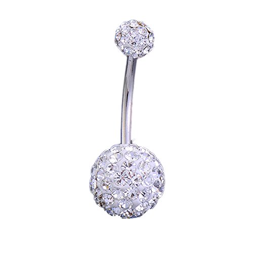 JSDDE Piercing nombril en cristal transparent par BodyTrend 1.6mm boule cristal 5mm/10mm