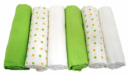 Muslinz Unisex Mix Baby Muslin Squares (Pack of 6, Green)