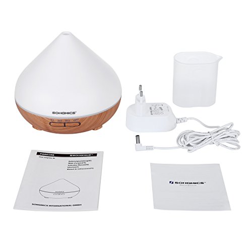Songmics Aroma Diffuser Luftbefeuchter Aromatherapie Duftlampe Ultraschall 300 ml mit LED 7 Farben Abschaltautomatik Farbewechsel leiser Betrieb für Yoga Spa Salon Schlafzimmer Wohnzimmer Babies Kinderzimmer Büro etc. weiß FAD07T - 8