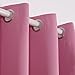 Deconovo Eyelet Curtain Ready Made Room Darkening Solid Thermal Ring Top Blackout Curtain for Living Room 140x260 cm Pink 1 Panel