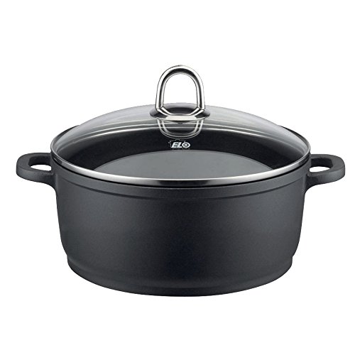 Elo 97028 Niederer Bratentopf "Rubicast" mit Glasdeckel Durchmesser 28 cm, Aluguss, schwarz