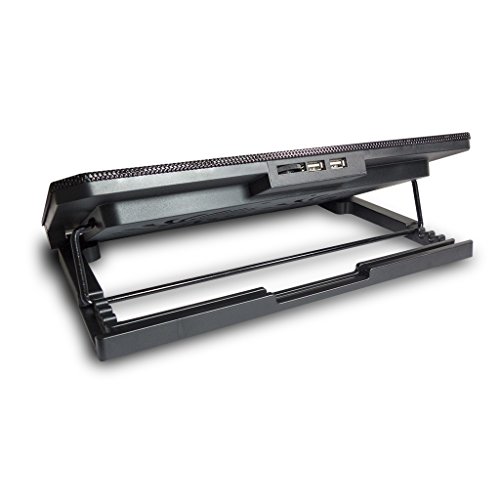 LS Premium Notebook Kühler LS200C | Laptop Cooling Pad Ständer| 2x Lüfter / 140mm Fan | mit 2 x USB HUB und blaue LED | 10″-15″ Zoll - 9