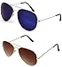 SHEOMY SUNGLASSES COMBO - SILVER BLUE MERCURY AVIATOR SUNGLASSES AND AVIATOR GOLDEN BROWN SUNGLASSES WITH 2 BOXES RS.299.00