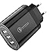 Produktbild YELLOL USB-Ladegerät, QC3.0 Handy-Ladegerät, 5 V / 9 V / 12 V Schnellladung 3 USB-Handy-Ladegerät 2.4A Europäisches Reiseladegerät, Kompatibel Mit iPhone, Huawei Und Mehr,Schwarz