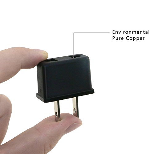 Bystep 6x Reisestecker Adapter DE / EU socket auf US 2Pin Stecher, Univeral Reise Steckdosenadapter für Amerika Kanada Japan China Mexiko Thailand Taiwan Brasilien Philippinen etc, Schwarz Reiseadapter - 2