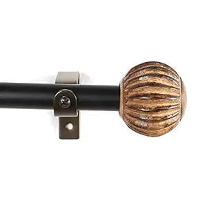 WINDOW CASA Microfiber Solid Curtain Rod with Finial and Mounting Hardware, Small, Brown