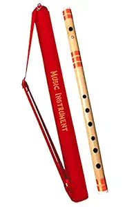 HISCIN ISC Bamboo Natural Flute Bansuri GG Type Transverse Style for Deep Low Frequency Sonorous Notes 17Inch (Brown)