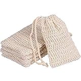 Goldoars Sisal Soap Bag Exfoliating Soap Bag Natural Soap Bag Pouch Soap Bag Shower Bath Soap Bag Sack With Drawstring For Bathing and Washing,5 Pcs