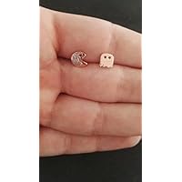 Selia Pacman play Ohrstecker spiel game trend rosegold brushed gebürstet Optik handgemacht Modeschmuck Schmuck, minimal, studs