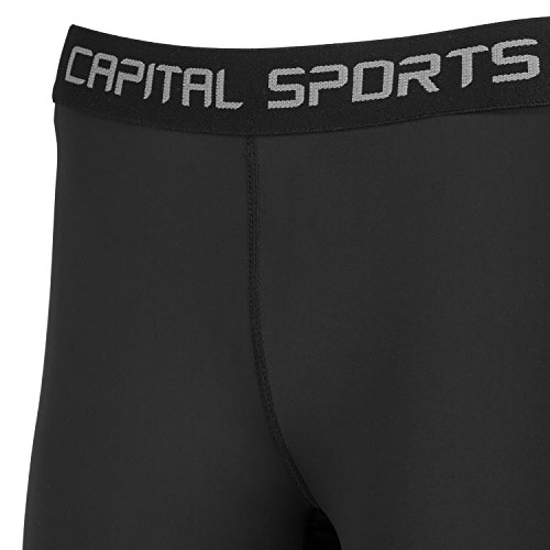 CAPITAL SPORTS Beforce Kompressions-Unterwäsche Funktionsunterwäsche Sport Oberteil und Unterhose lang für Männer und Frauen (Laufunterwäsche, in den Gößen XS, S, M, L, trägt Feuchtigkeit nach außen) schwarz - 5