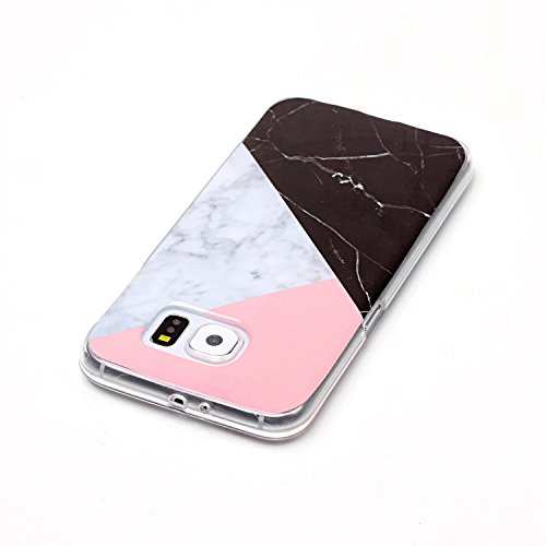 Cozy Hut Für Samsung Galaxy S6 Handyhülle mit Marmor / Marble Design(schwarz / Pink und weiß) | Handytasche | | Schale | | Hülle | | Case | Handy-etui | TPU-Bumper | Soft Case | Schutzhülle Cover für den optimalen Schutz ihres Samsung Galaxy S6 (5,1 Zoll) – Dreifarbiger Marmor - 3