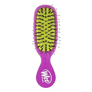 Wet Brush Mini Shine Enhancer Detangler Hair Brush with Flexible Boar Bristles, (Purple Yellow)