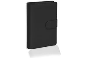 HAOHAI Archivadores con anillas, Carpeta de cuero sintético A5, carpeta de papel recargable, hoja suelta planificador personal con hebilla magnética (negro)