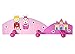 Children's Pink Wooden Triple Coat Hooks Wall Hooks with Prince & Princess Design ideal for Girls Nursery or Bedroom
