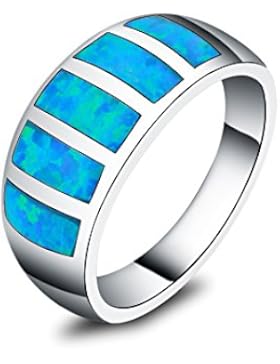 925 Sterling Silber - Synthetischer blau Fire Opal Art Ringe