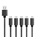 Produktbild Micro USB Kabel Nylon Geflochtenes Schnellladekabel - Packung mit 5 SCHWARZ für MyWigo Excite 3 / MyWigo Uno Pro / MyWigo City 2