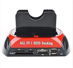 Sanyipace All in 1 HDD Docking,2.5''/3.5'' SATA Multi-Function HDD Docking Station SATA Hard Disk Base USB HUB Reader