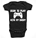 'Born to play with my Daddy' funny cute baby boy babygrow bodysuit (3-6 months, Black)