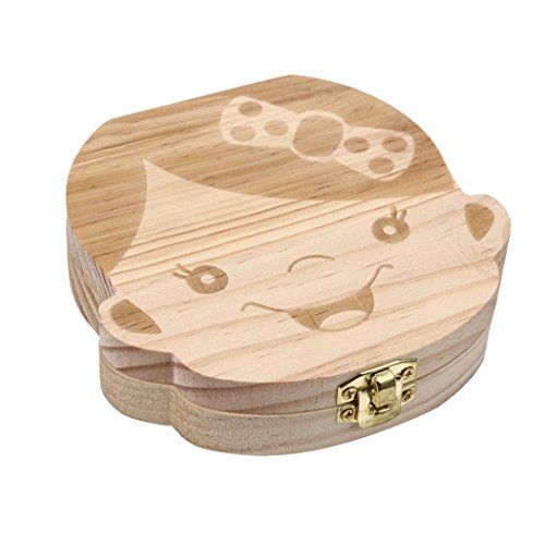 Tefamore Milchzähne-Box aus Holz Zahn Album Andenken Souvenir Box Organizer