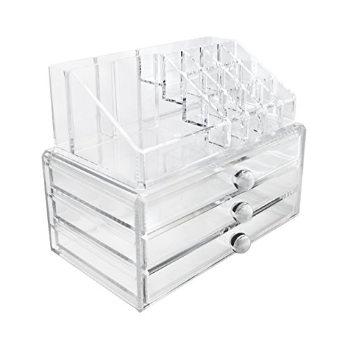 VENKON – Sortierkasten Organizer Aufbewahrungssystem mit 16 Fächern & 3 Schubladen – Kratzfester Transparenter Acryl – ca. 24 x 16 x 19 cm - 6