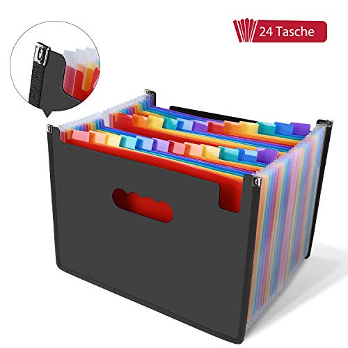 LOETAD Cartella Portadocumenti per Ufficio A4 Porta Documenti Espandibile 24 tasche Impermeabile Multicolore Struttura a Fisarmonica per Casa Scuola e Viaggio di Lavoro