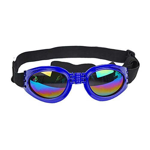 Mascotas perro gato protector UV gafas de sol plegables lentes ojo desgaste protección con correa ajustable (azul)