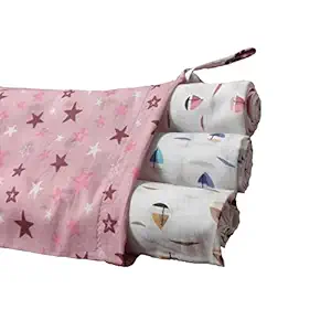 Trance Home Linen Super Soft 100% Cotton Malmal Swaddle Cloth |Baby Blanket |Swaddle Wrap |Baby Shower Gift Set (100 x 100 cm , White Boats -Pack of 3 pcs)
