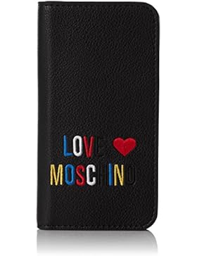 Love Moschino Damen Portacel.Small Grain PVC Nero Clutch, schwarz (Black), 2 x 14 x 7 cm