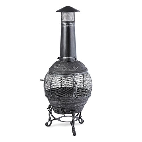 blumfeldt Flavius - Poêle en Fonte Acier, Cheminée d'extérieur brasero idéal pour terrasse, Grille à Charbon de Bois et tisonnier Inclus, Foyer Visible 360°, Hauteur 1m40, Argent blumfeldt Flavius - Poêle en Fonte Acier, Cheminée d'extérieur brasero idéal pour terrasse, Grille à Charbon de Bois et tisonnier Inclus, Foyer Visible 360°, Hauteur 1m40, Argent