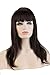 S-noilite® Stylish 23"(58cm) Lady Full Head Wigs Flat Bangs/Fringe Straight Hair One Piece Long Wig (Dark Brown)