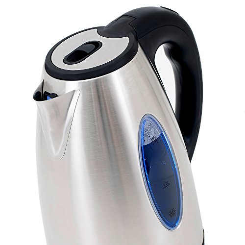 Edelstahl Wasserkocher mit blauer LED Innenbeleuchtung inklusive Kalkfilter max. 2200 Watt - 2