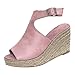 Produktbild REALIKE Damen Sandalen Keilabsatz Sommerschuhe Einfarbig Plateausandalen Schnalle Roma Schuhe Elegant Schuhe Knöchel Schnalle Peep Toe Freizeitschuhe Frauen Bequem Touch Strandsandalen