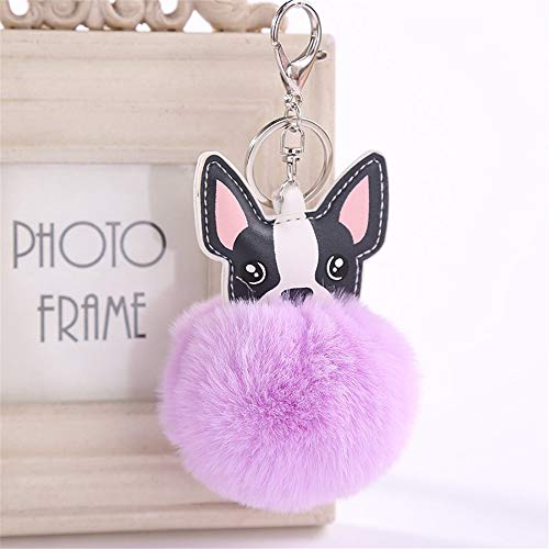 Preisvergleich Produktbild LMYXY Schlüsselbund Fluffy Keychain Dog Schlüsselanhänger Frauen Pompon Ball Schlüsselanhänger Auto Anhänger Tasche Charme Schmuck