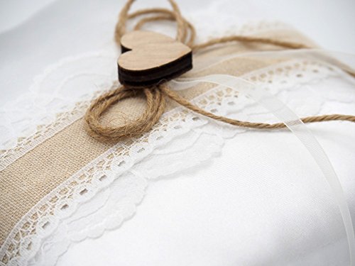 Ringkissen ANNA Vintage Weiß Spitze Hochzeit Herz Braut Traukissen - 5