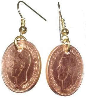 VINTAGE ANTIQUE FARTHING EARRING QUIRKY UNIQUE UNUSUAL GIFT IDEA