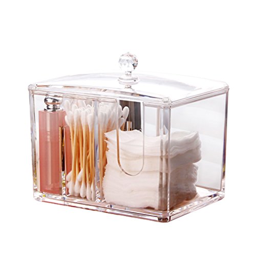 WHT Acrylique Transparent Boite de Rangement Maquillage Cosmétique Holder Box Boîte pour Coton Tiges Tampons de Coton Rouge à lèvres